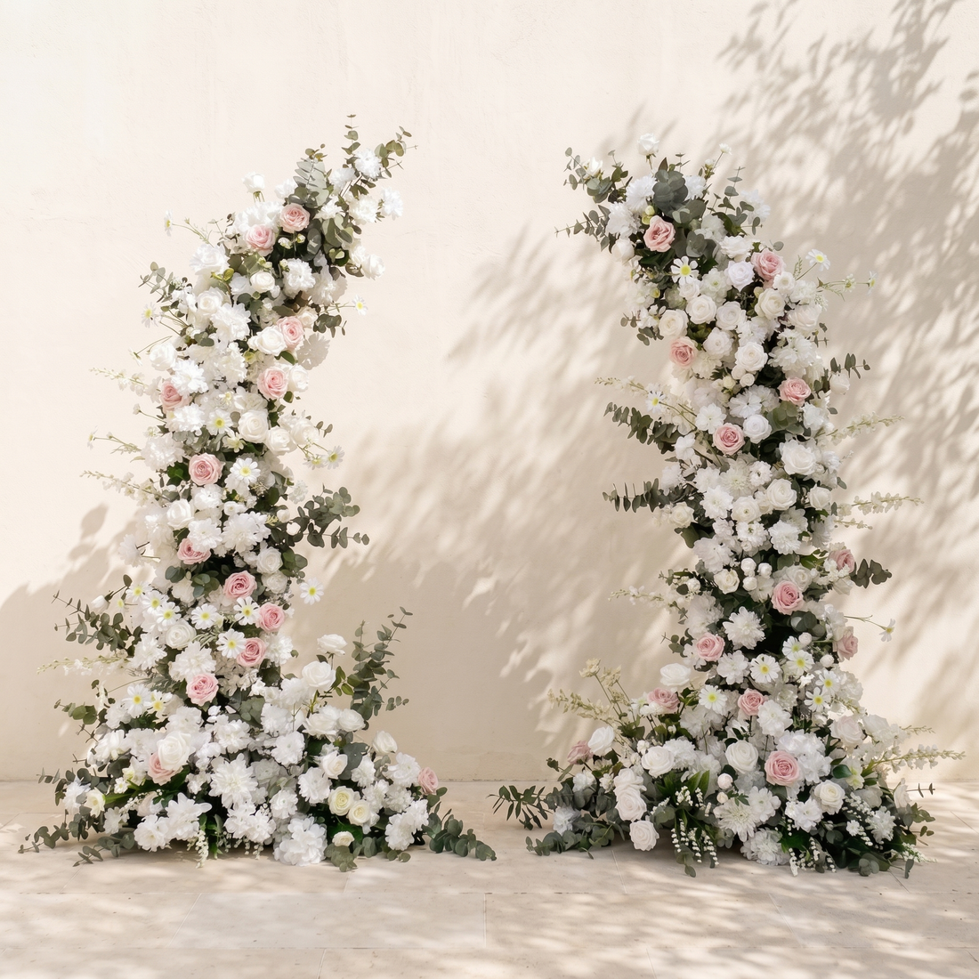 Selelle:Luxury Classic White and Pink Flower Arch with Greenery for Weddings&amp;Event Decor Including Frame selelle front
