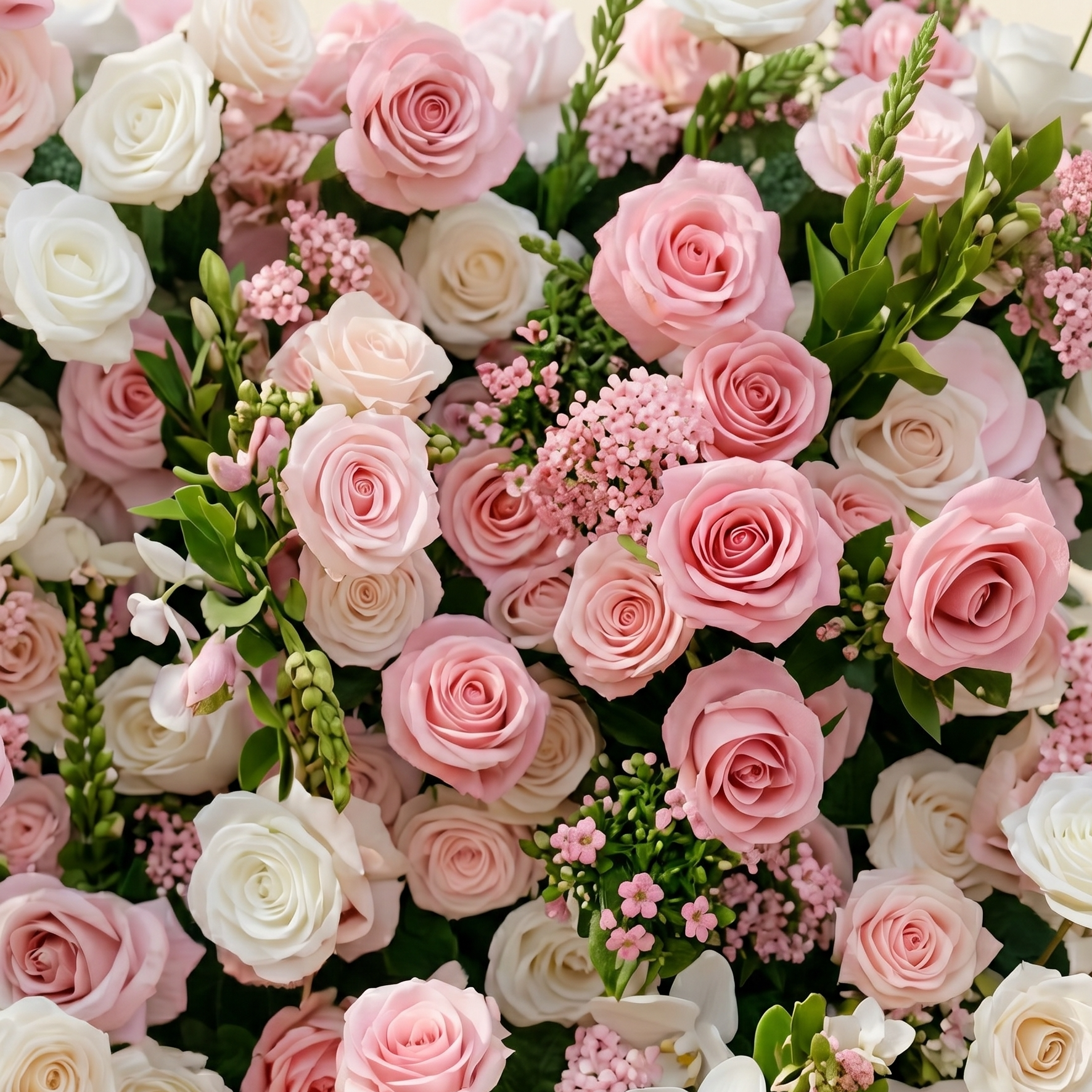 Selenessa:Premium 5D Blush &amp; Soft Pink Floral Wall Roll-Up Backdrop for Whimsical Bridal Showers