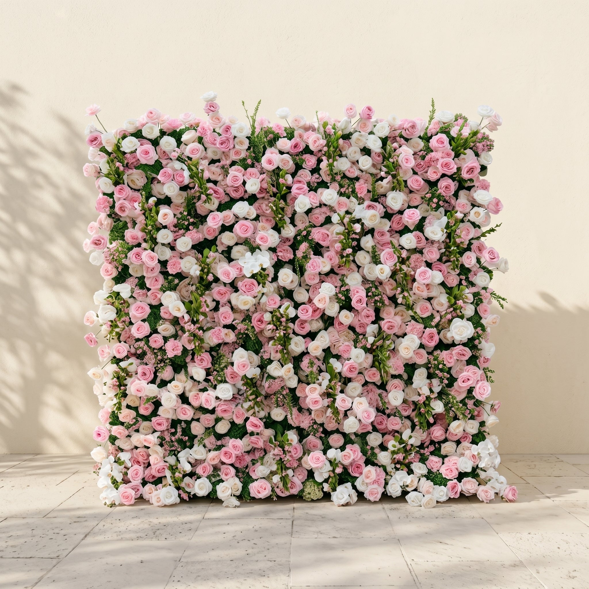 Selenessa:Premium 5D Blush &amp; Soft Pink Floral Wall Roll-Up Backdrop for Whimsical Bridal Showers