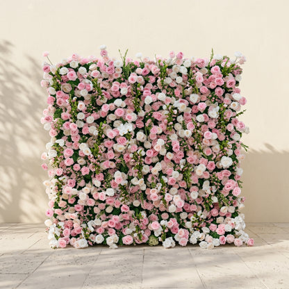 Selenessa:Premium 5D Blush &amp; Soft Pink Floral Wall Roll-Up Backdrop for Whimsical Bridal Showers