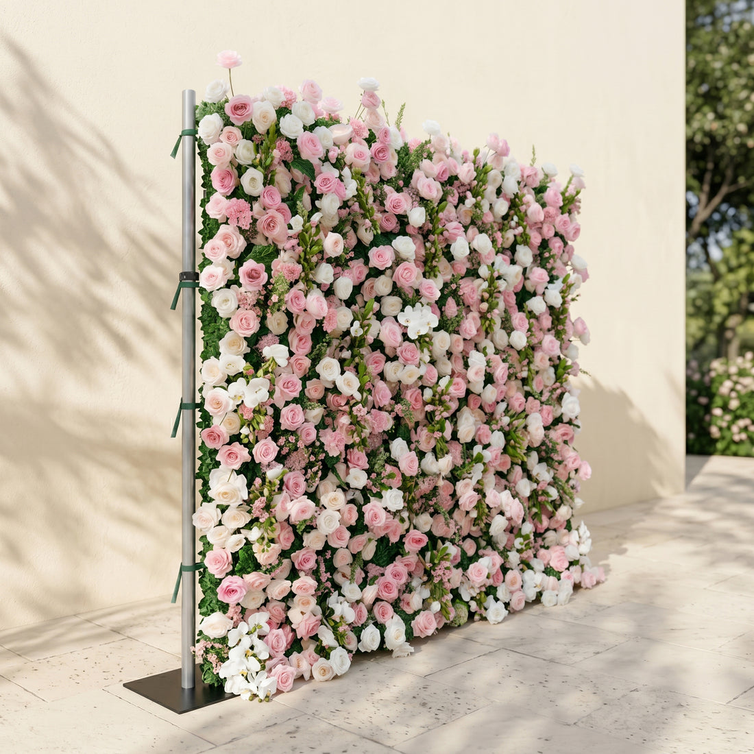 Selenessa:Premium 5D Blush &amp; Soft Pink Floral Wall Roll-Up Backdrop for Whimsical Bridal Showers
