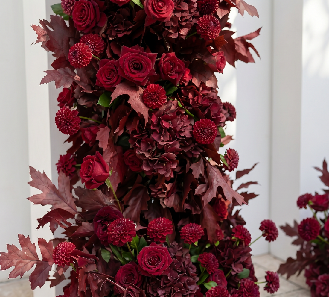 Selenvia:Classic Red Wedding Background KT Board Decorative Red Roses Flower Rows Excluding Frame selenvia detail 2