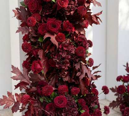 Selenvia:Classic Red Wedding Background KT Board Decorative Red Roses Flower Rows Excluding Frame selenvia detail 2