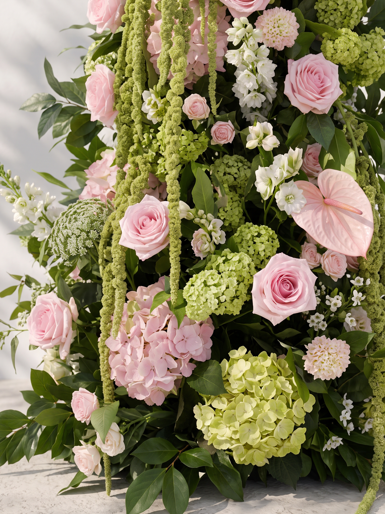 Selyana Luxury Horn Shaped Flower Arch with Frame for Wedding Party Event Backdrop Decoration — floral detail