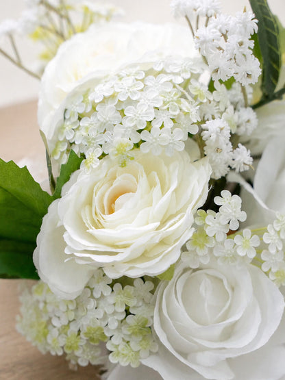 Seravelle-7″ Round Bridesmaids’ Bouquet In Cloud Dancer White(Set of 2)