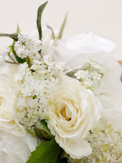 Seravelle-7″ Round Bridesmaids’ Bouquet In Cloud Dancer White(Set of 2)