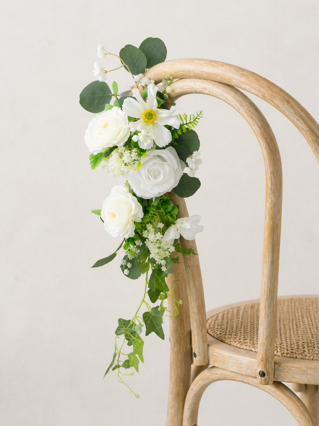 Seravelle-Wedding Chair Flower In Cloud Dance White(Set of 2)