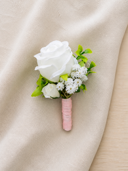 Seravelle-Groomsmen’s Corsage In Cloud Dance White(Set of 6)