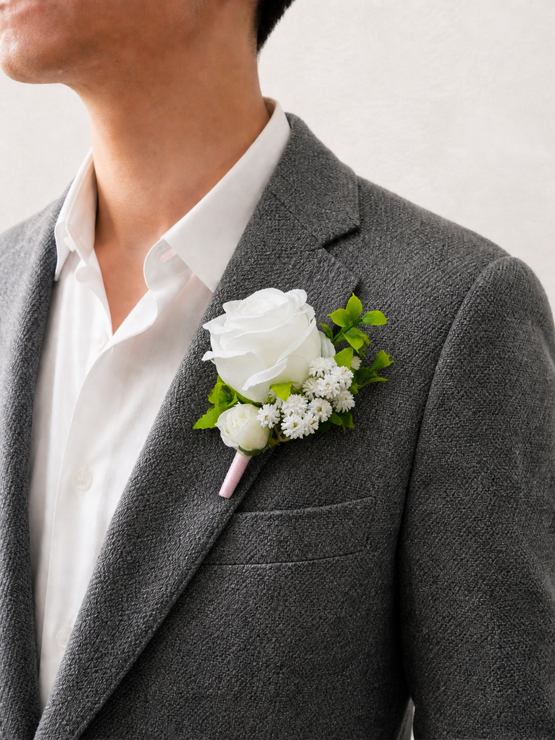 Seravelle-Groomsmen’s Corsage In Cloud Dance White(Set of 6)
