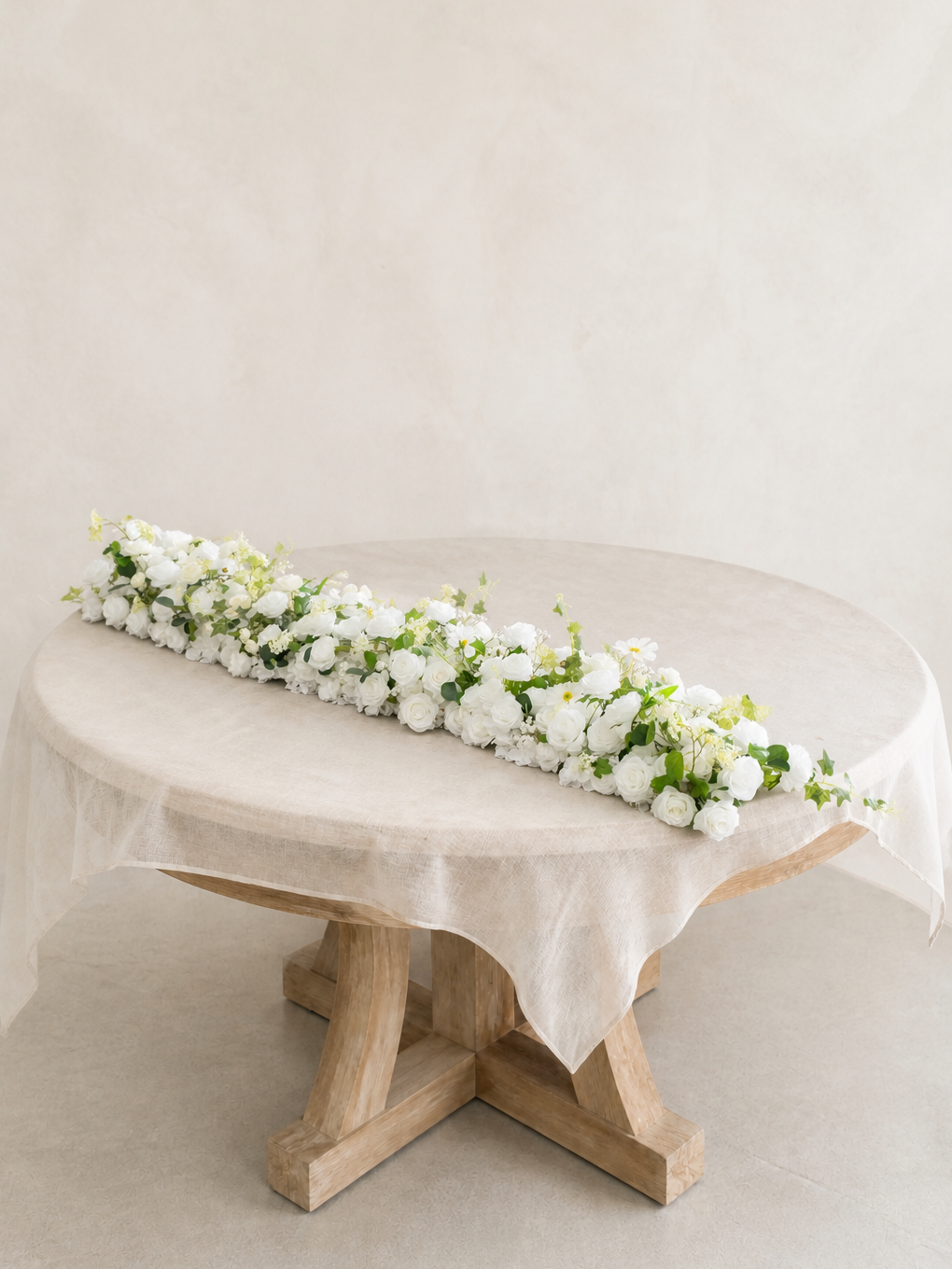 Seravelle-Long Table Centerpiece 8′10″long In Cloud Dance White for Wedding&amp;Events