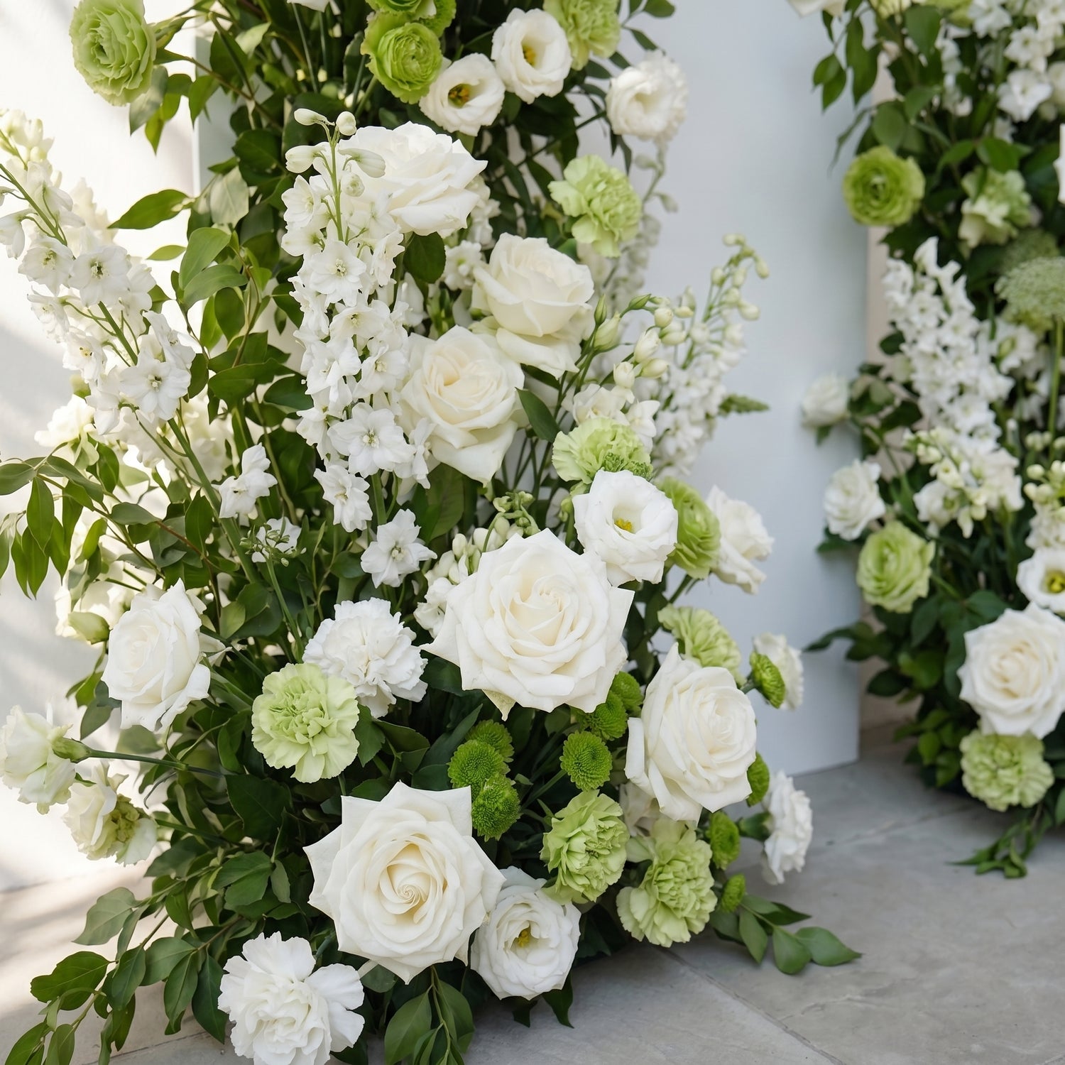 White Green Rose Calla Lily Wedding Background Arch Pillar Decorative Flower Row Excluding Frame