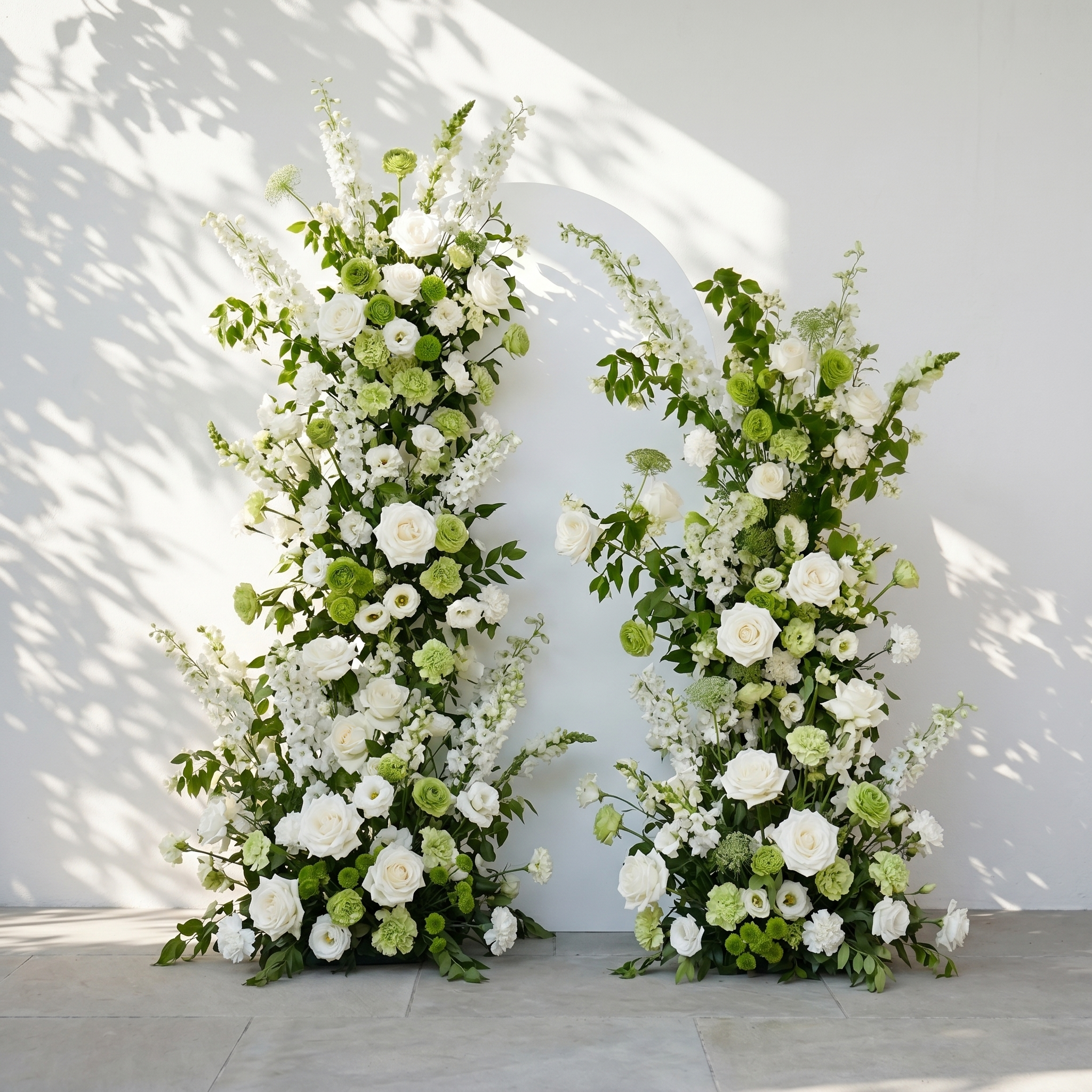 Odelia: White Green Rose Calla Lily Wedding Background Arch Pillar Decorative Flower Row Excluding Frame