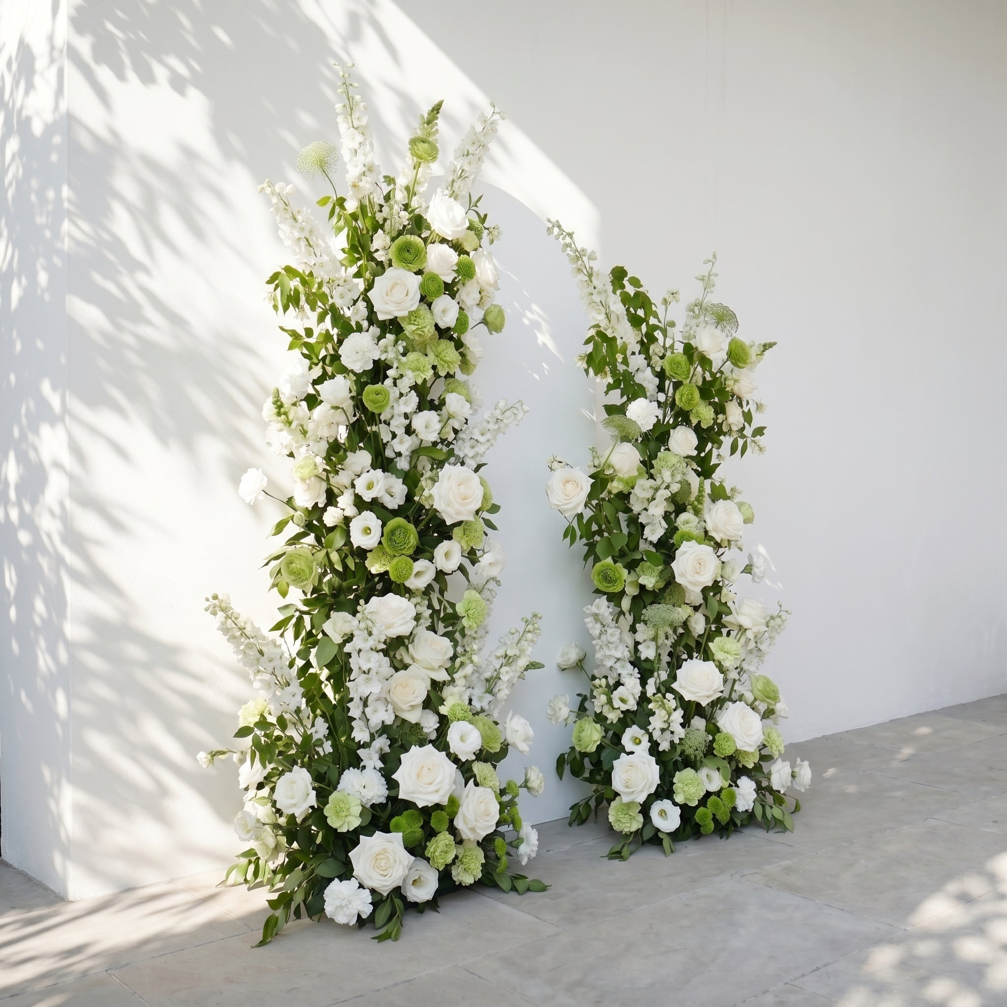 Odelia: White Green Rose Calla Lily Wedding Background Arch Pillar Decorative Flower Row Excluding Frame