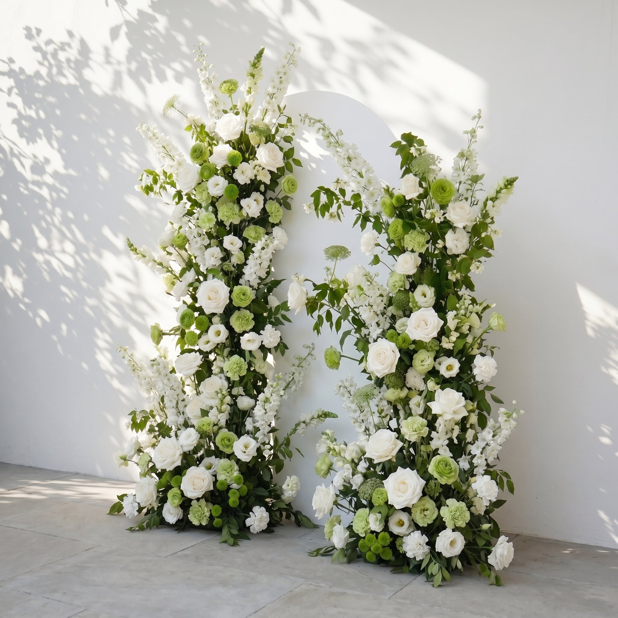 Odelia: White Green Rose Calla Lily Wedding Background Arch Pillar Decorative Flower Row Excluding Frame