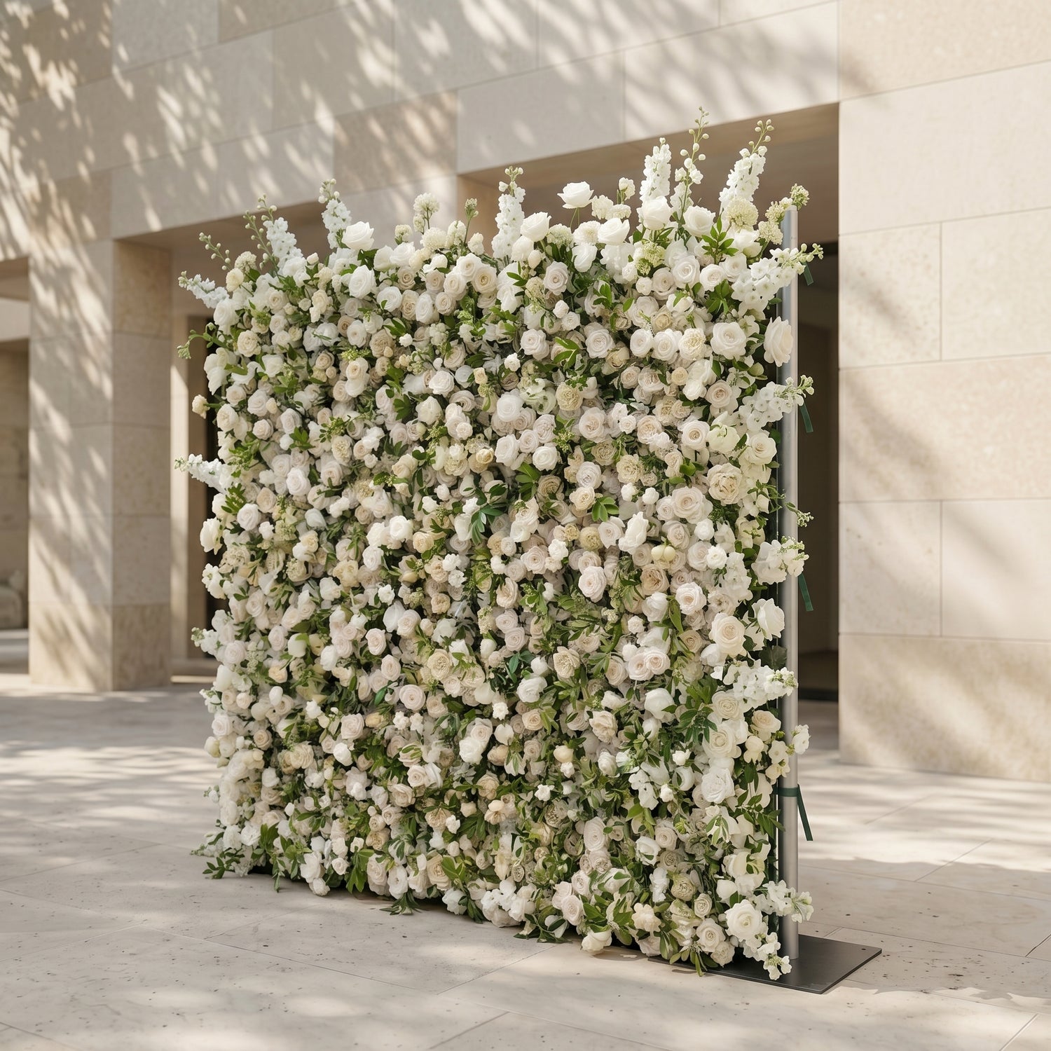 Sirenbelle:Luxury 5D Cream &amp; Ivory Silk Floral Wall Roll-Up Backdrop for Timeless Elegant Weddings