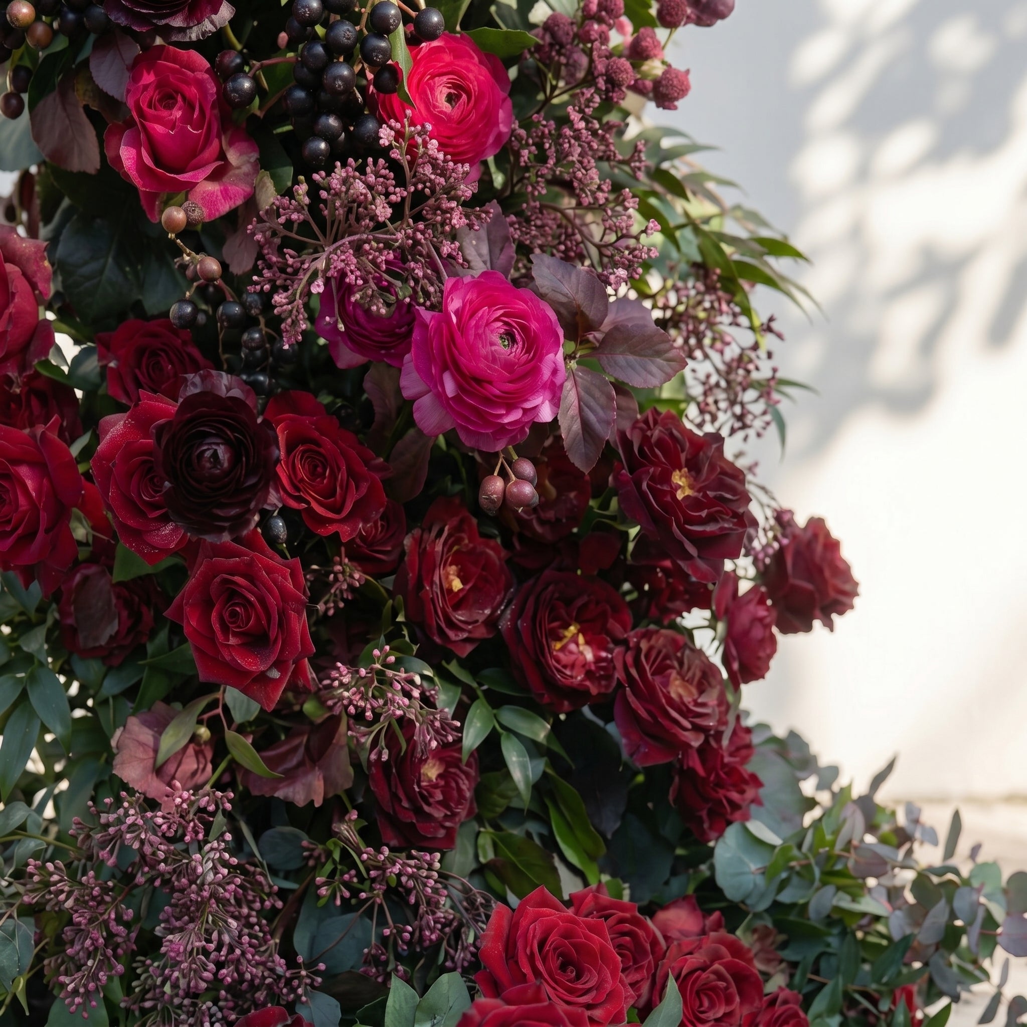 Sirensola Horn Arch: Luxury Floral Arch with Red Roses and Greenery Flower Arch for Outdoor Weddings&amp;Chrismas Events Decoration Incuding Frame