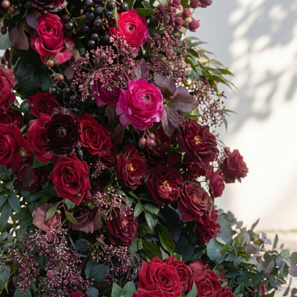 Sirensola Horn Arch: Luxury Floral Arch with Red Roses and Greenery Flower Arch for Outdoor Weddings&amp;Chrismas Events Decoration Incuding Frame