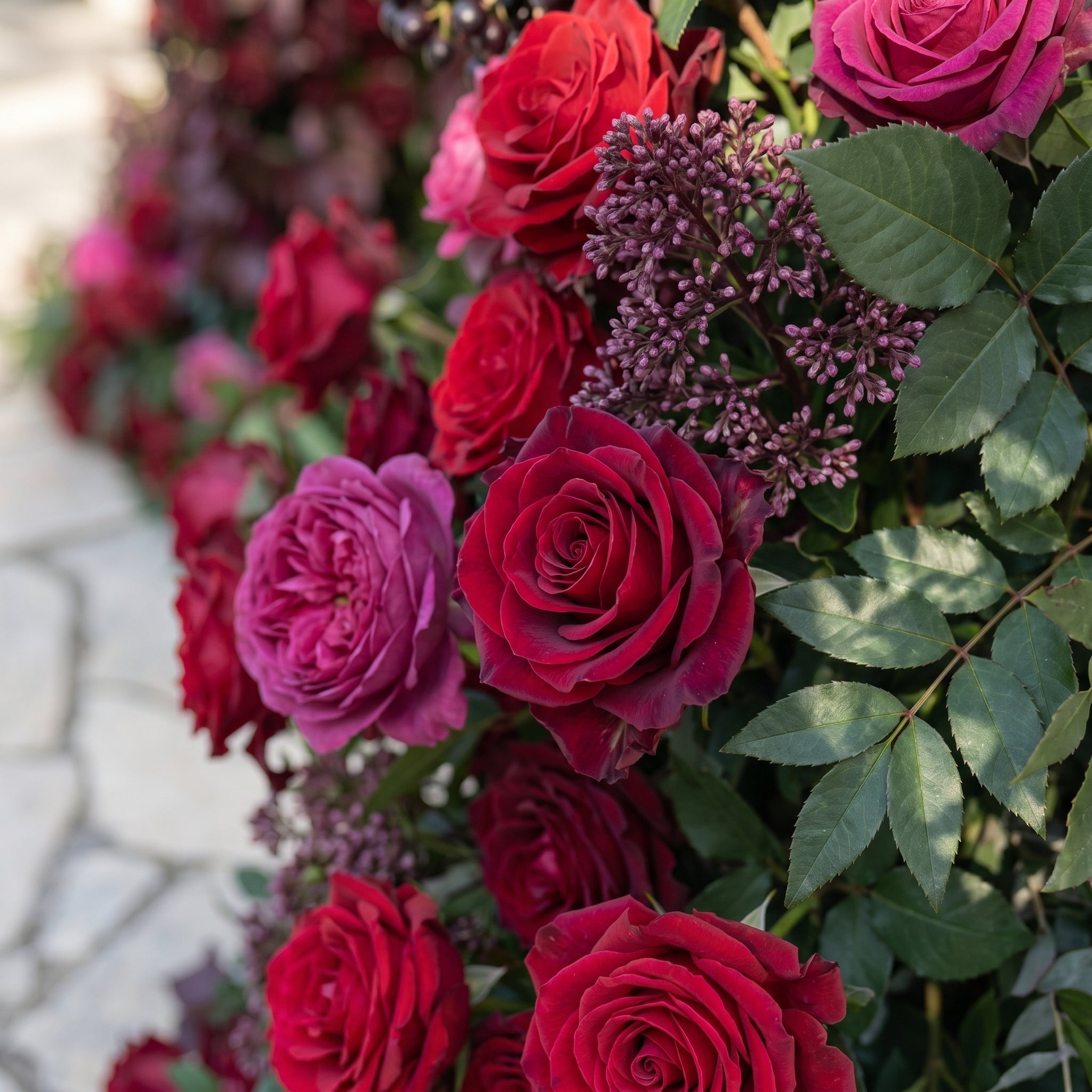 Sirensola Horn Arch: Luxury Floral Arch with Red Roses and Greenery Flower Arch for Outdoor Weddings&amp;Chrismas Events Decoration Incuding Frame