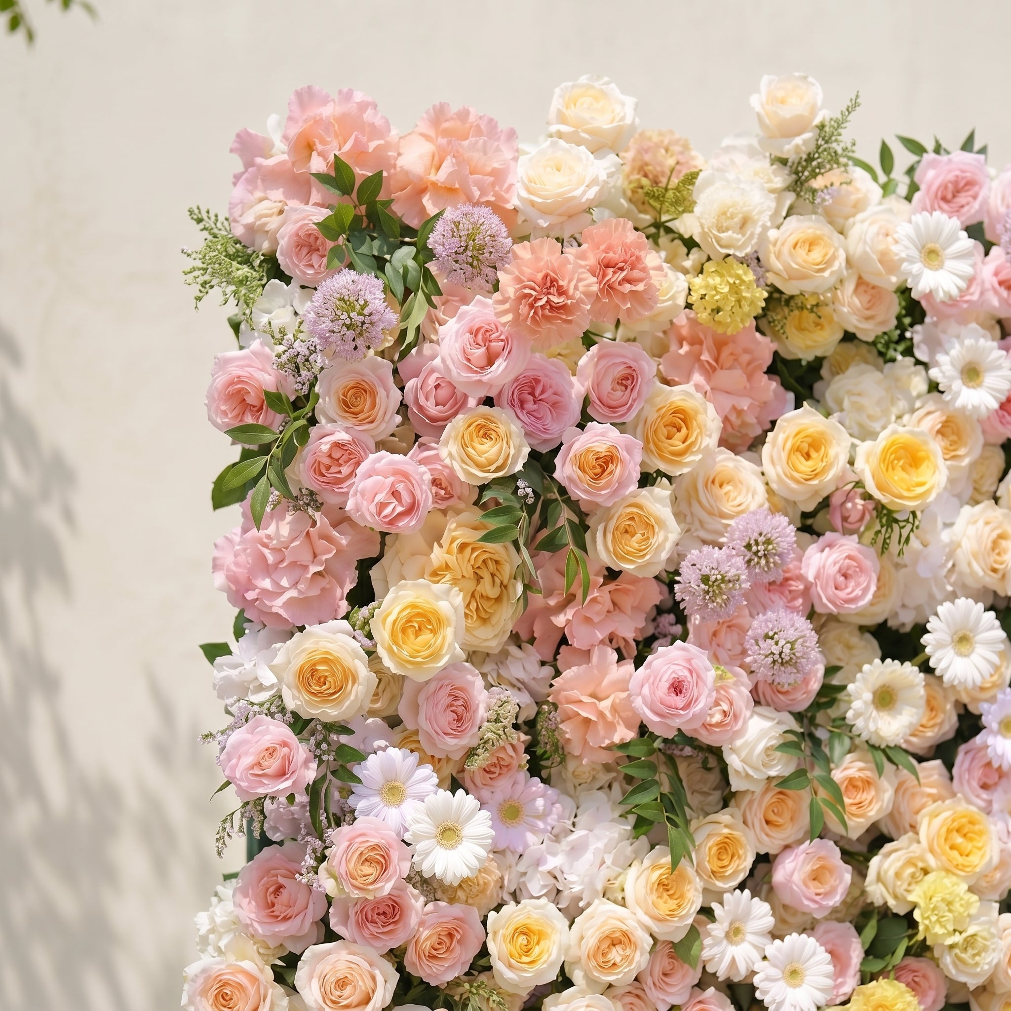 Sirensola:5D Peach Orange, Blush Pink &amp; Ivory White Silk Rose Flower Wall Roll-Up Fabric Backdrop for Romantic Weddings &amp; Proposals