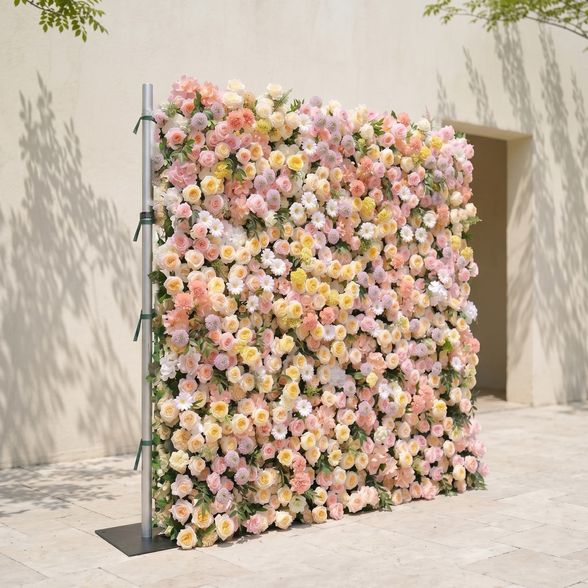 Sirensola:5D Peach Orange, Blush Pink &amp; Ivory White Silk Rose Flower Wall Roll-Up Fabric Backdrop for Romantic Weddings &amp; Proposals