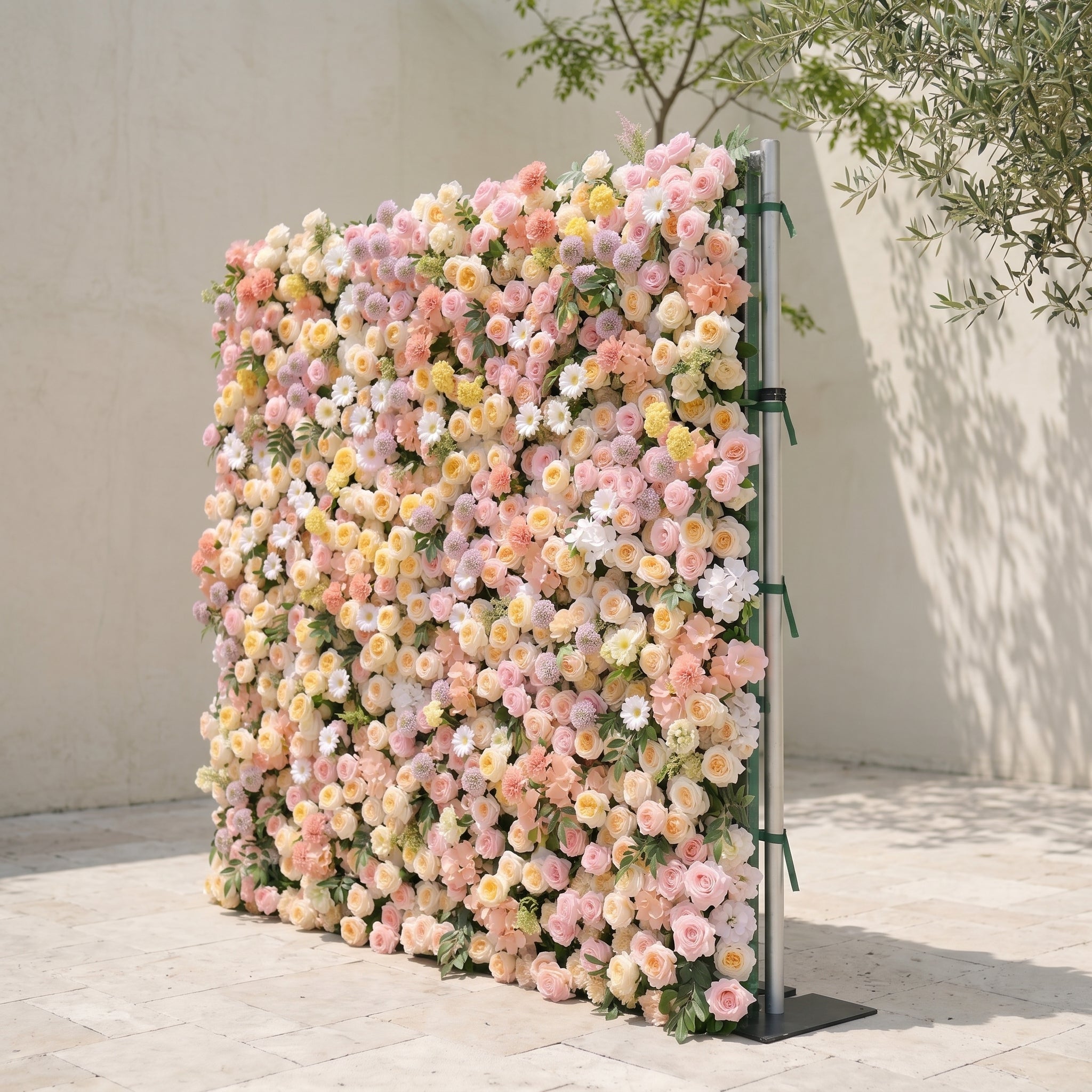 Sirensola:5D Peach Orange, Blush Pink &amp; Ivory White Silk Rose Flower Wall Roll-Up Fabric Backdrop for Romantic Weddings &amp; Proposals