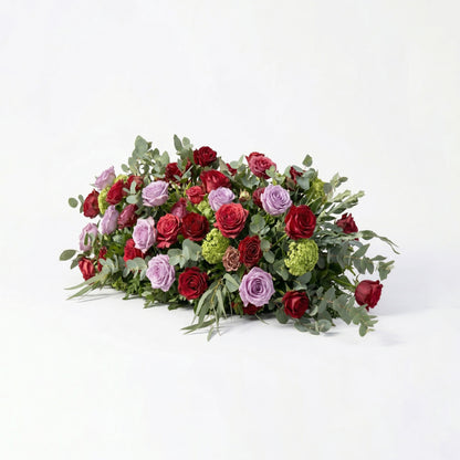 Solmira: Luxury Berry-Toned &amp; Pale Purple Heart Flower Arch with Mixed Foliage for Proposal Decor