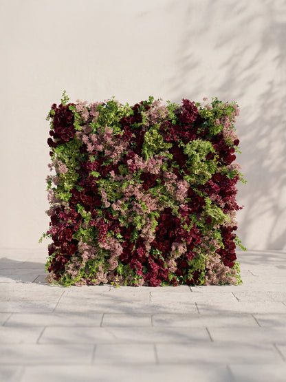 Sorelavia 5D Fabric Artificial rolling up curtain flower wall — front view
