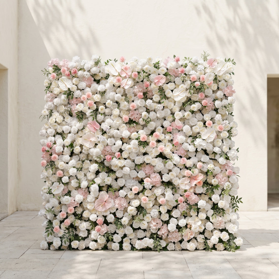 Sorelmora:5D Blush Pink &amp; Ivory White Silk Rose Flower Wall Roll-Up Fabric Backdrop for Romantic Weddings &amp; Proposals