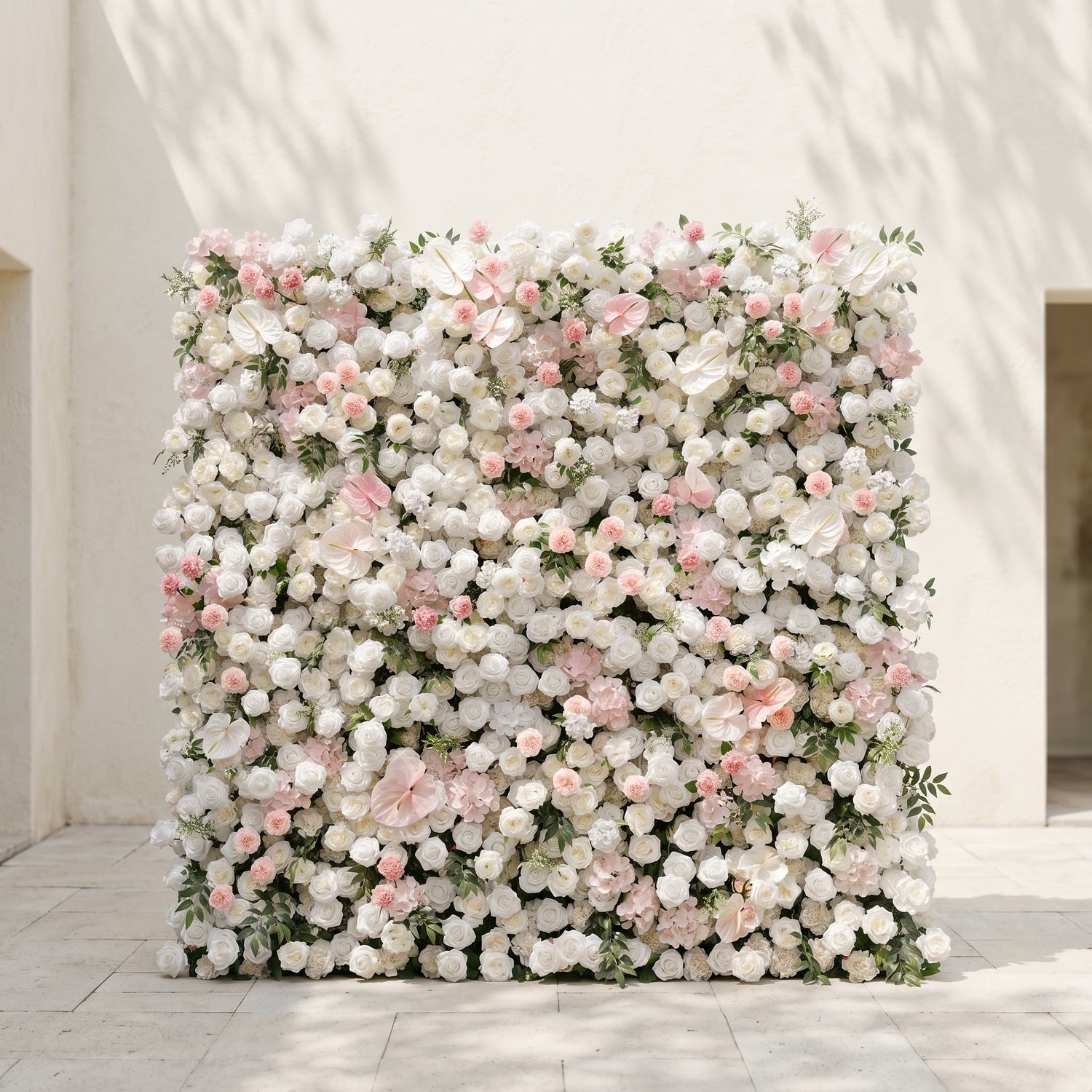 Sorelmora:5D Blush Pink &amp; Ivory White Silk Rose Flower Wall Roll-Up Fabric Backdrop for Romantic Weddings &amp; Proposals
