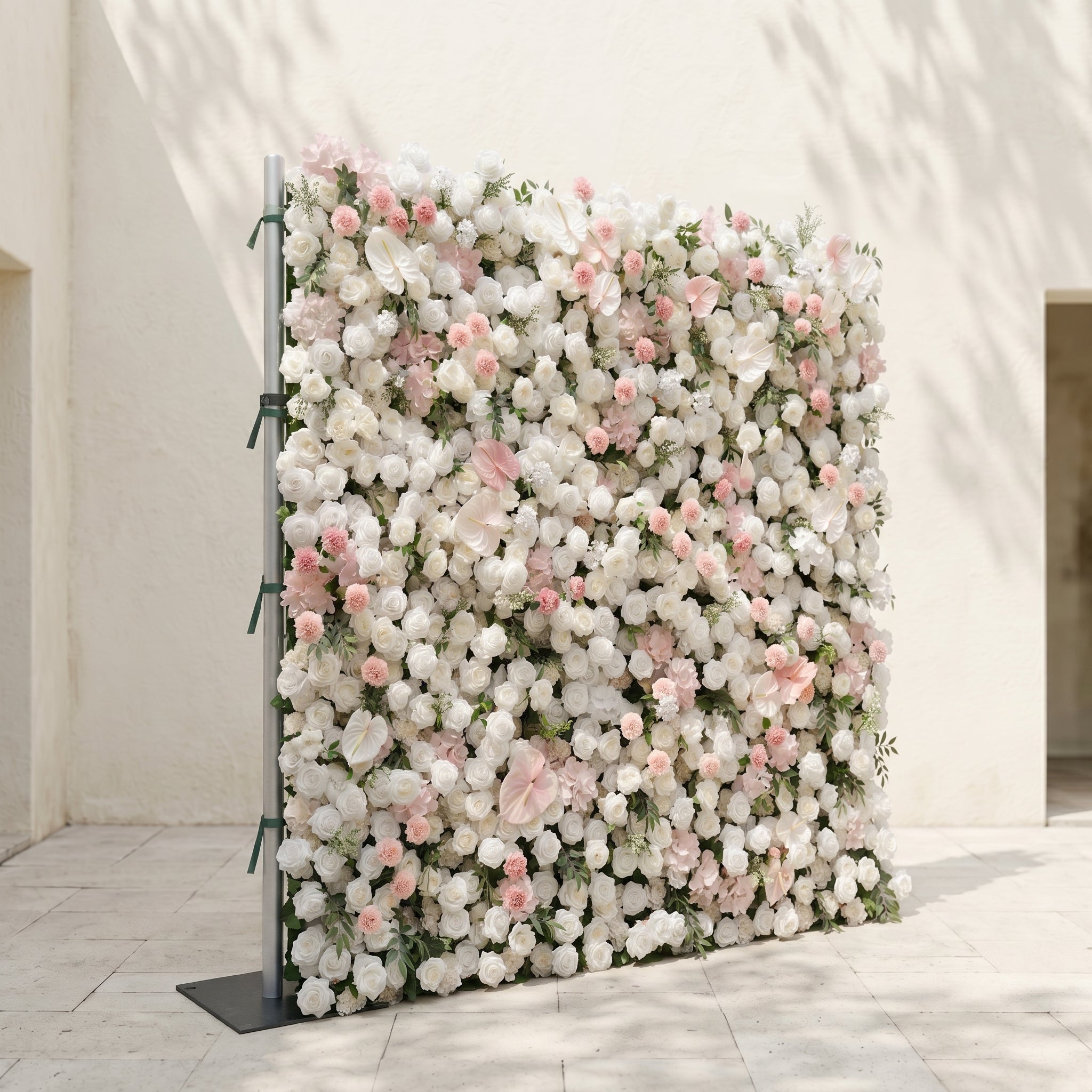 Sorelmora:5D Blush Pink &amp; Ivory White Silk Rose Flower Wall Roll-Up Fabric Backdrop for Romantic Weddings &amp; Proposals