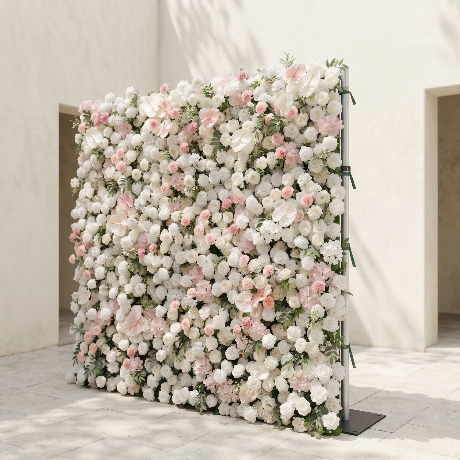 Sorelmora:5D Blush Pink &amp; Ivory White Silk Rose Flower Wall Roll-Up Fabric Backdrop for Romantic Weddings &amp; Proposals