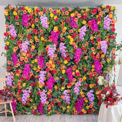 Starry：5D Fabric Artificial rolling up curtain flower wall