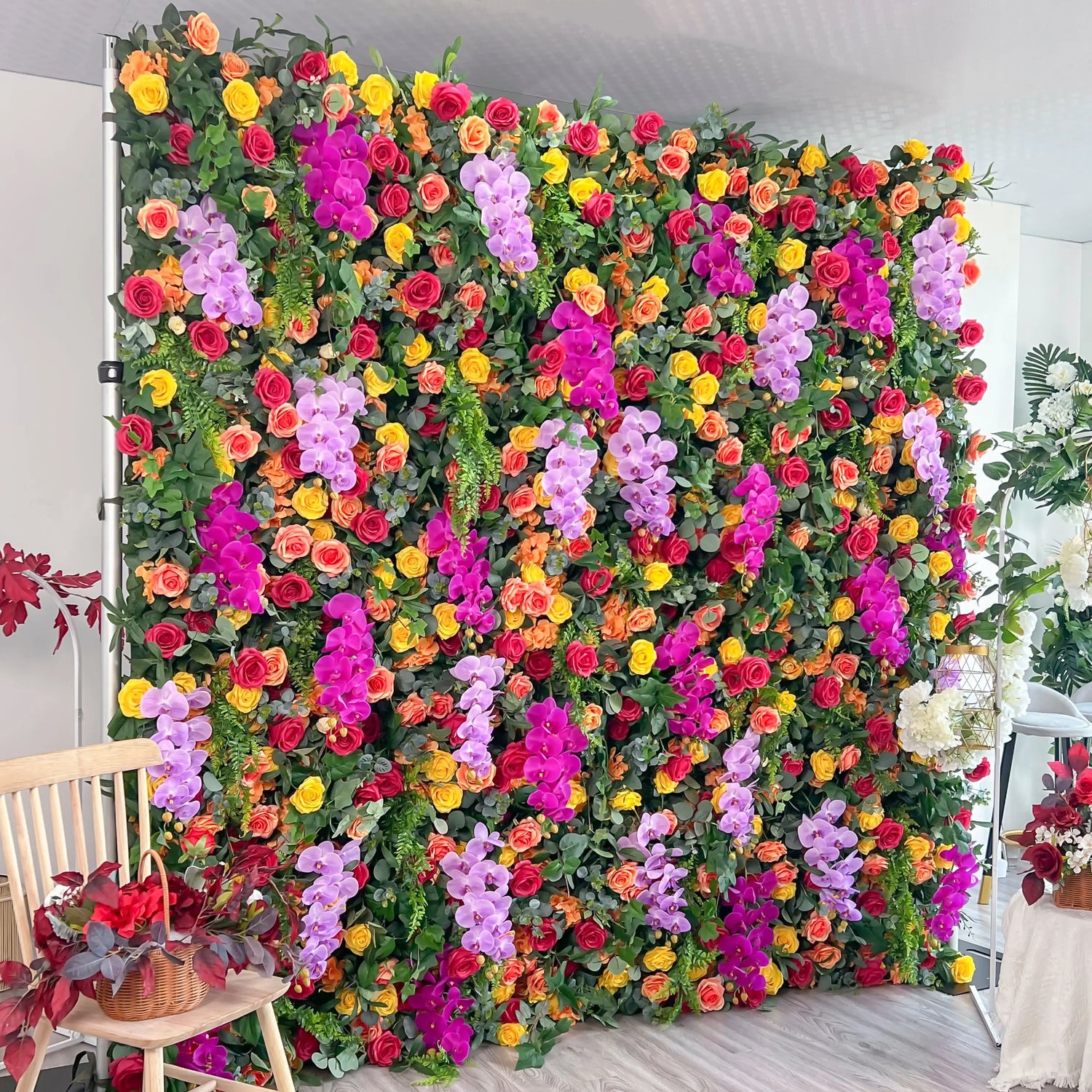 Starry：5D Fabric Artificial rolling up curtain flower wall