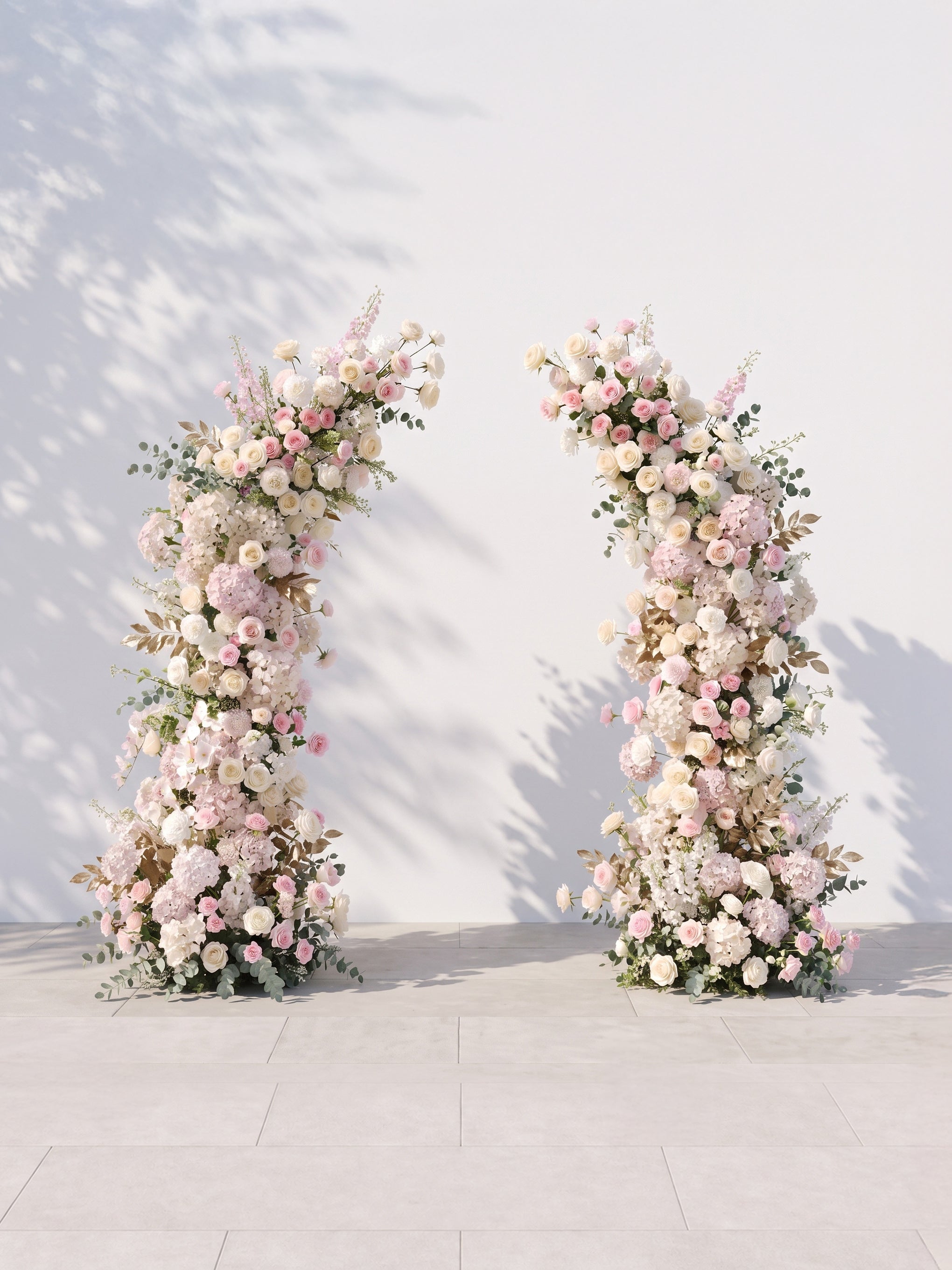 Stelella Luxury Horn Shaped Flower Arch with Frame for Wedding Party Event Backdrop Decoration — front view