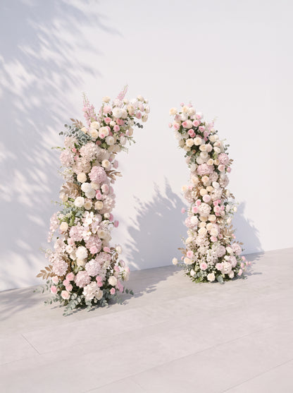 Stelella Luxury Horn Shaped Flower Arch with Frame for Wedding Party Event Backdrop Decoration — left view
