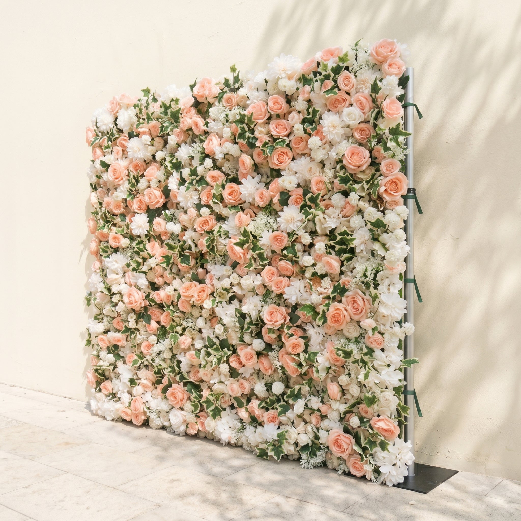 Stelsira: Luxury 4D Pink&amp;WhiteWedding Flower wall with Pink Roses&amp;Greenery for Wedding&amp;Event Decor stelsira right