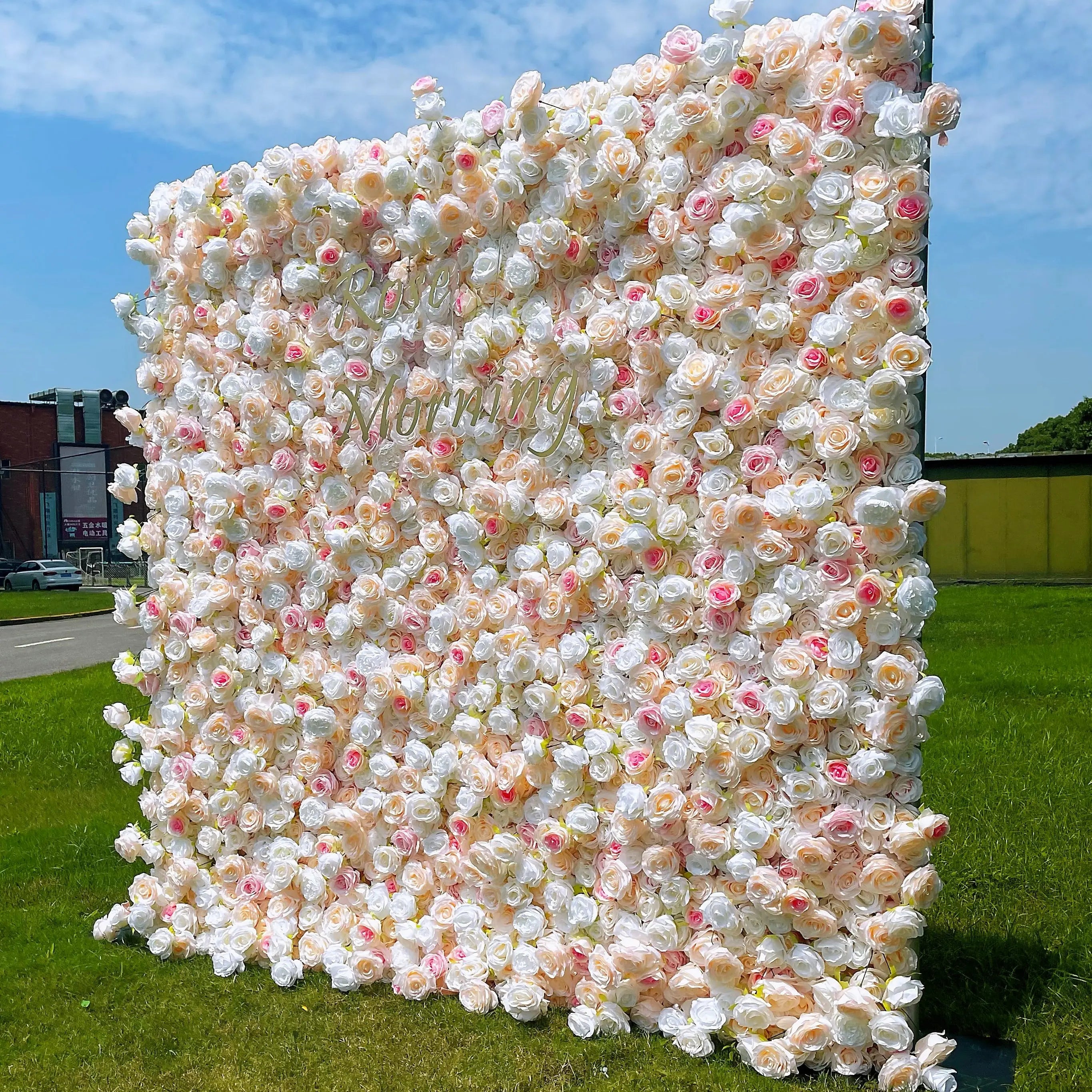 Sugar：5D Fabric Artificial rolling up curtain flower wall