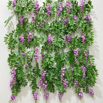 70 Inches Artificial Purple Wisteria Hanging Vines – Lush Faux Greenery Floral Wall Decor