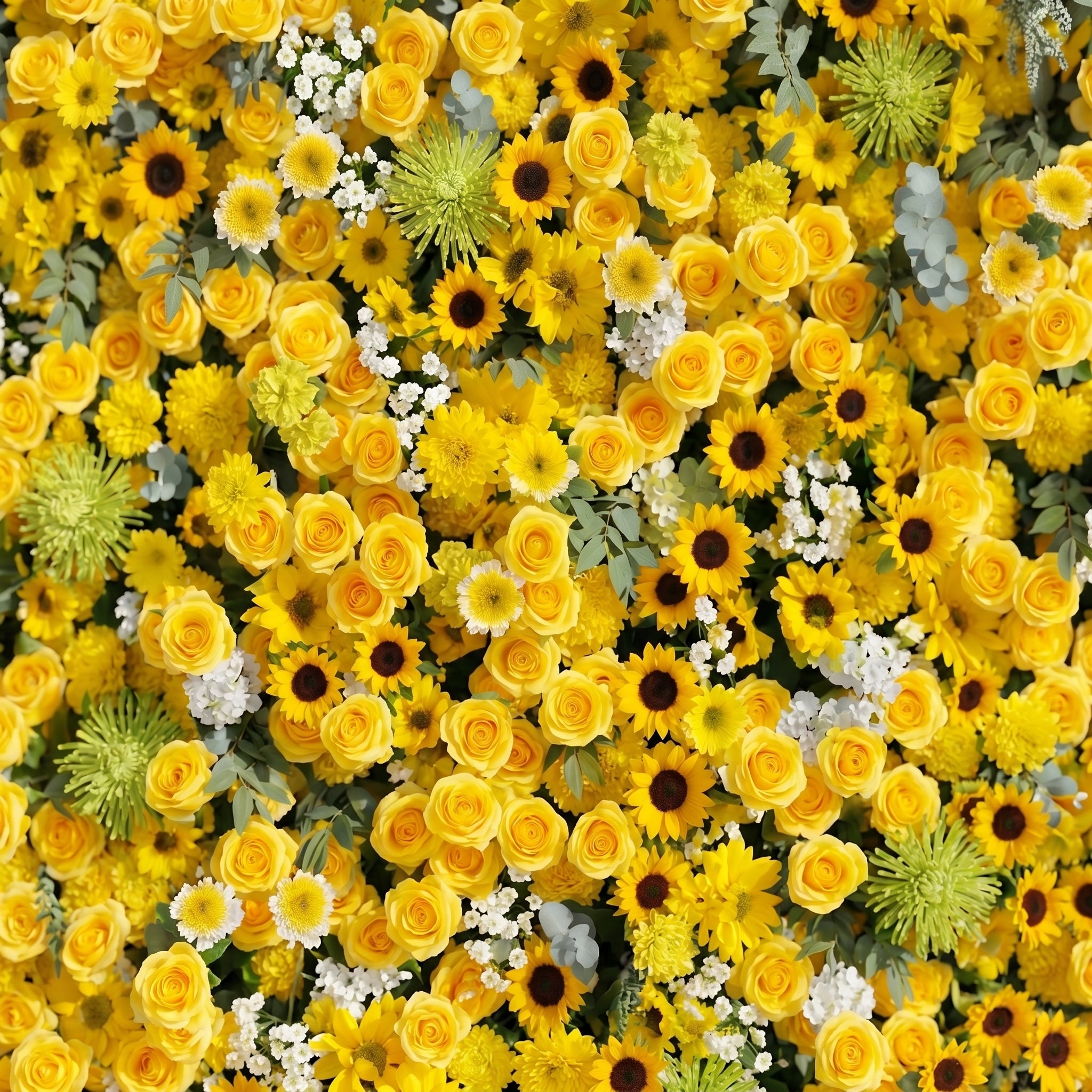 Talsira:5D Yellow Silk Rose Flower Wall Roll-Up Fabric Backdrop for Romantic Weddings &amp; Proposals