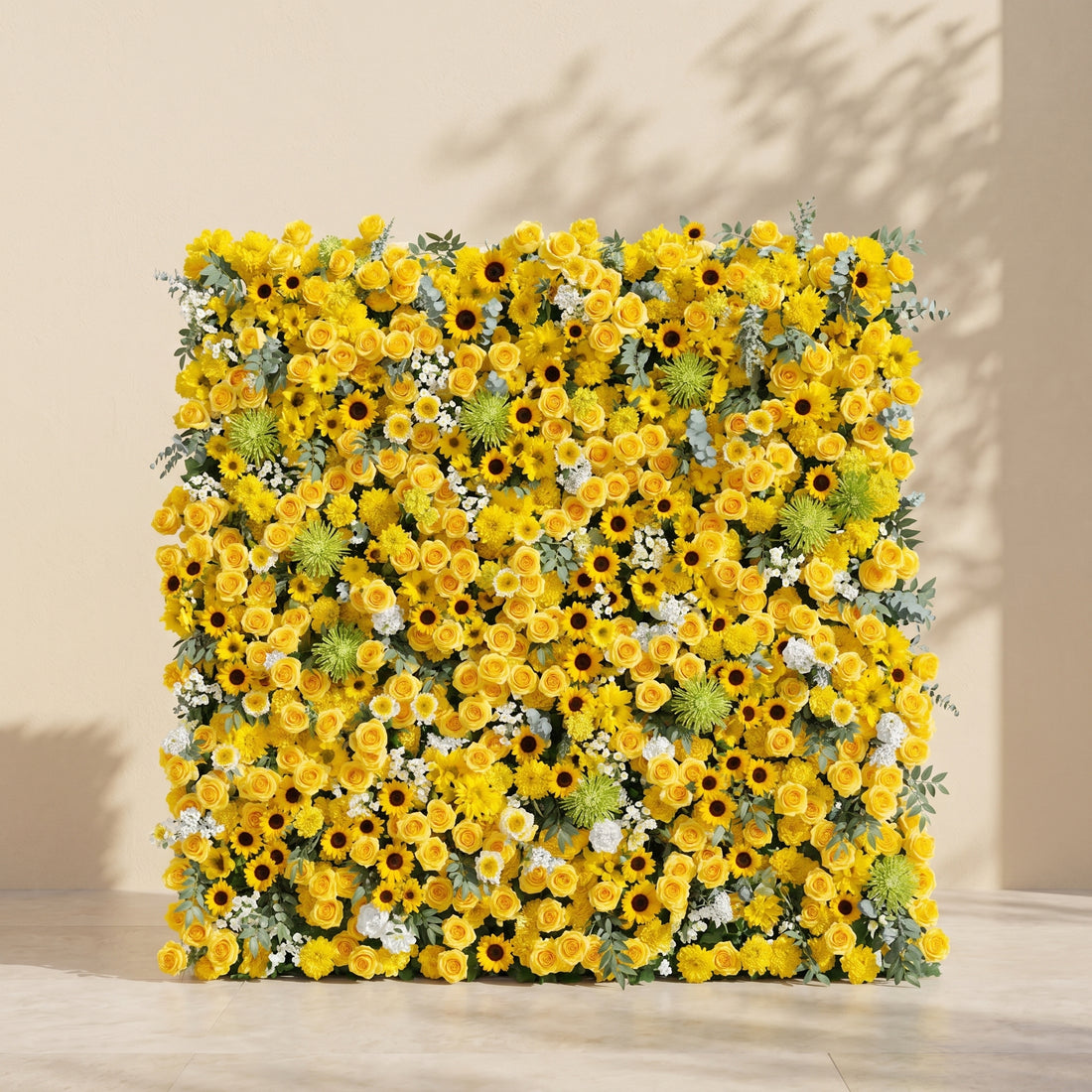 Talsira:5D Yellow Silk Rose Flower Wall Roll-Up Fabric Backdrop for Romantic Weddings &amp; Proposals