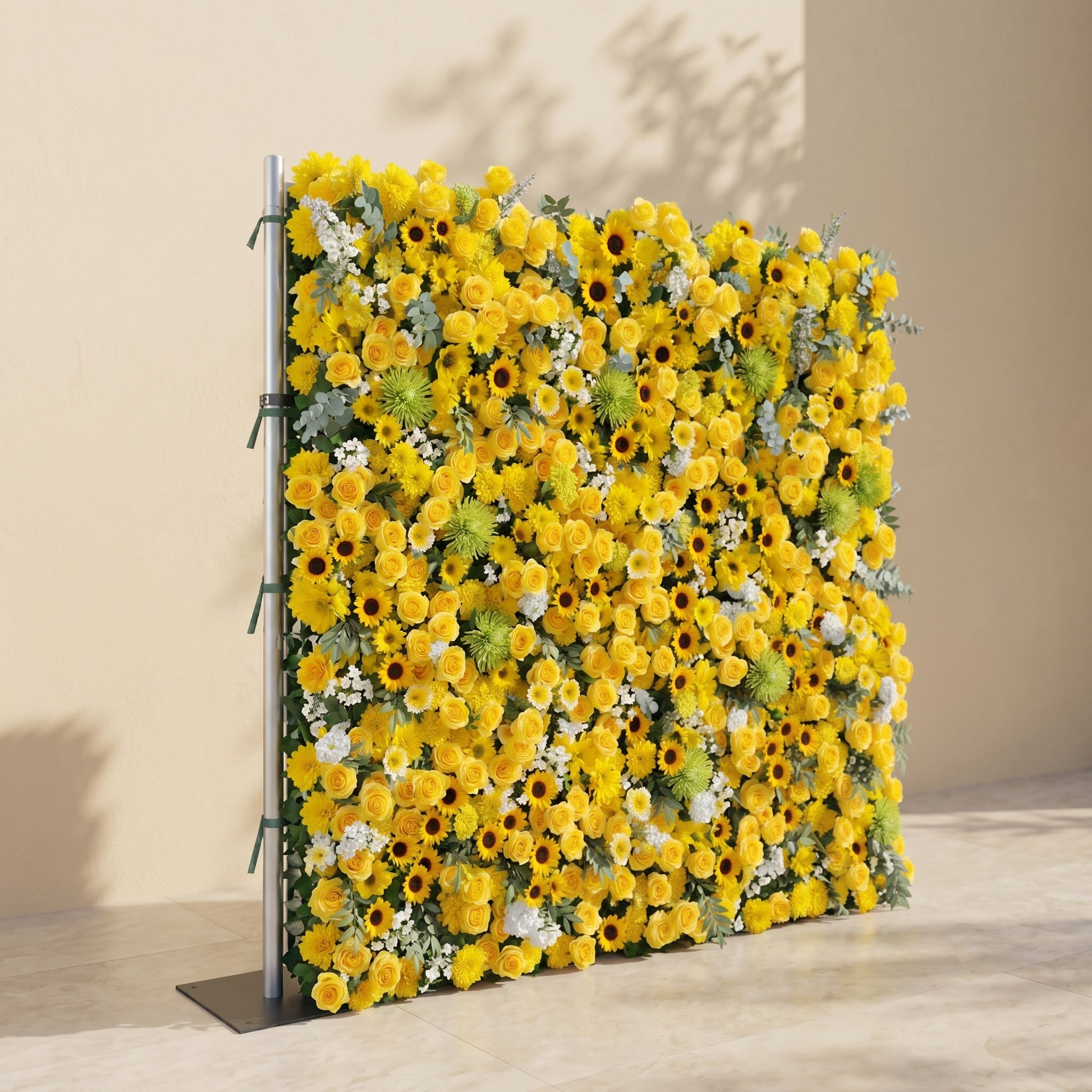 Talsira:5D Yellow Silk Rose Flower Wall Roll-Up Fabric Backdrop for Romantic Weddings &amp; Proposals