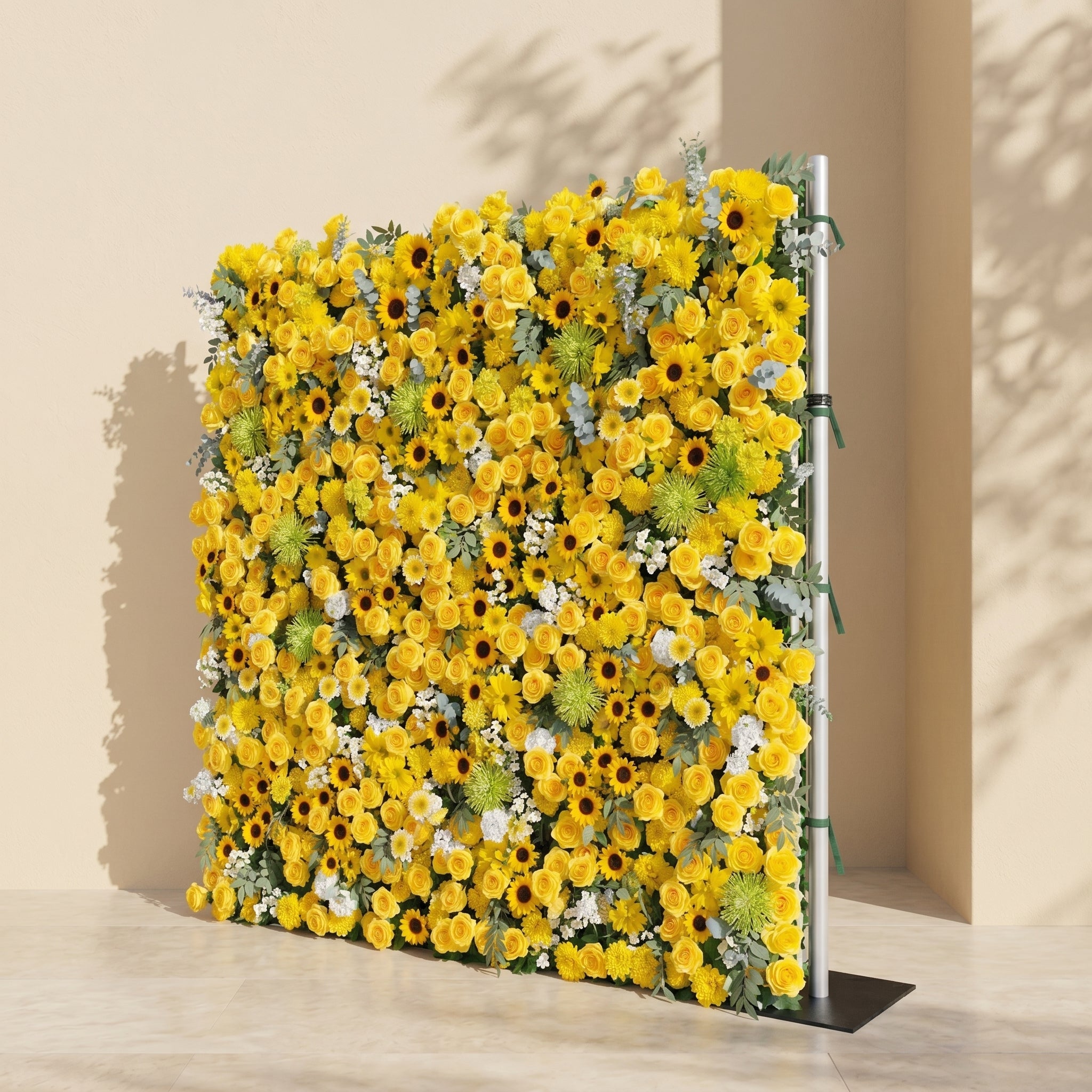 Talsira:5D Yellow Silk Rose Flower Wall Roll-Up Fabric Backdrop for Romantic Weddings &amp; Proposals