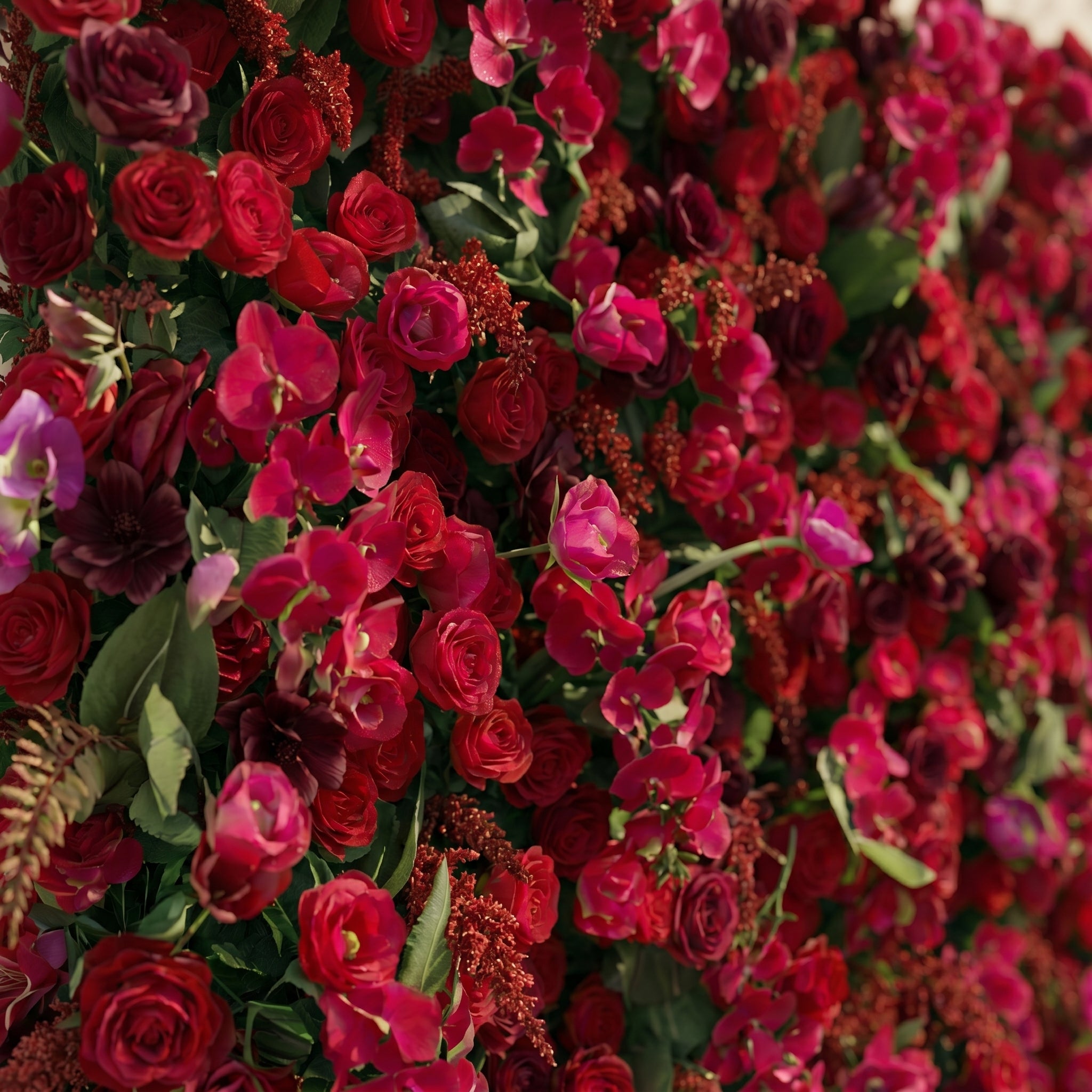 Torella:5D Luxury Burgundy Red Silk Rose Flower Wall Roll-Up Fabric Backdrop for Romantic Weddings &amp; Proposals