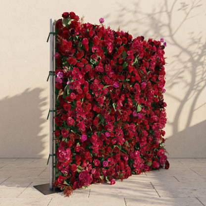 Torella:5D Luxury Burgundy Red Silk Rose Flower Wall Roll-Up Fabric Backdrop for Romantic Weddings &amp; Proposals