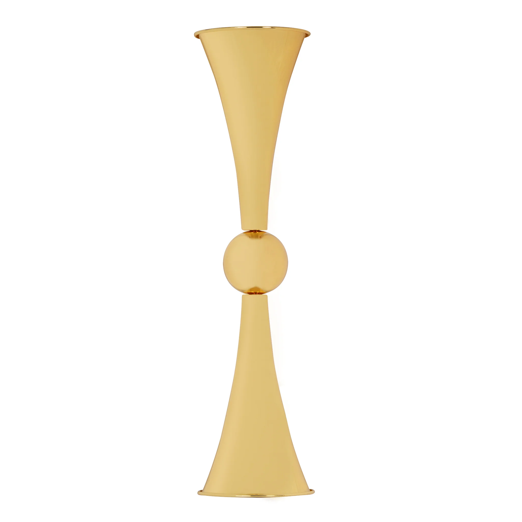 This golden vase is the perfect addition to your wedding table setting. At 28 inches tall, it&