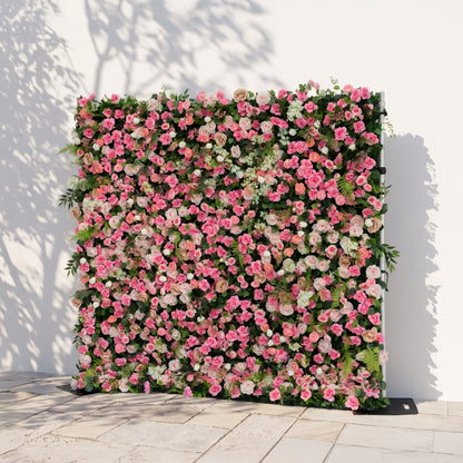 Valevia:5D Multi Tone Hot Pink &amp; Ivory White Silk Rose Flower Wall Roll-Up Fabric Backdrop for Romantic Weddings &amp; Proposals