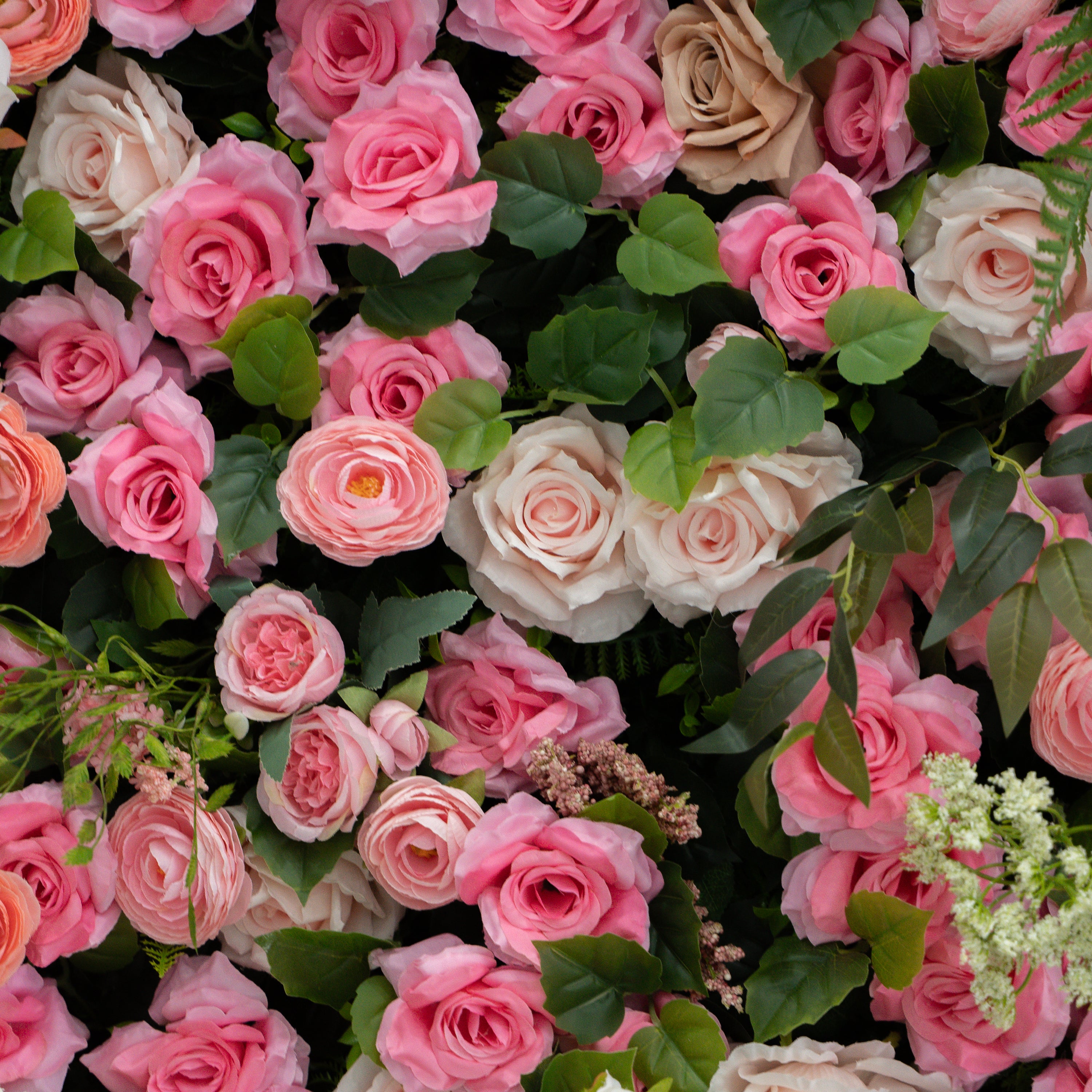 Valevia:5D Multi Tone Hot Pink &amp; Ivory White Silk Rose Flower Wall Roll-Up Fabric Backdrop for Romantic Weddings &amp; Proposals