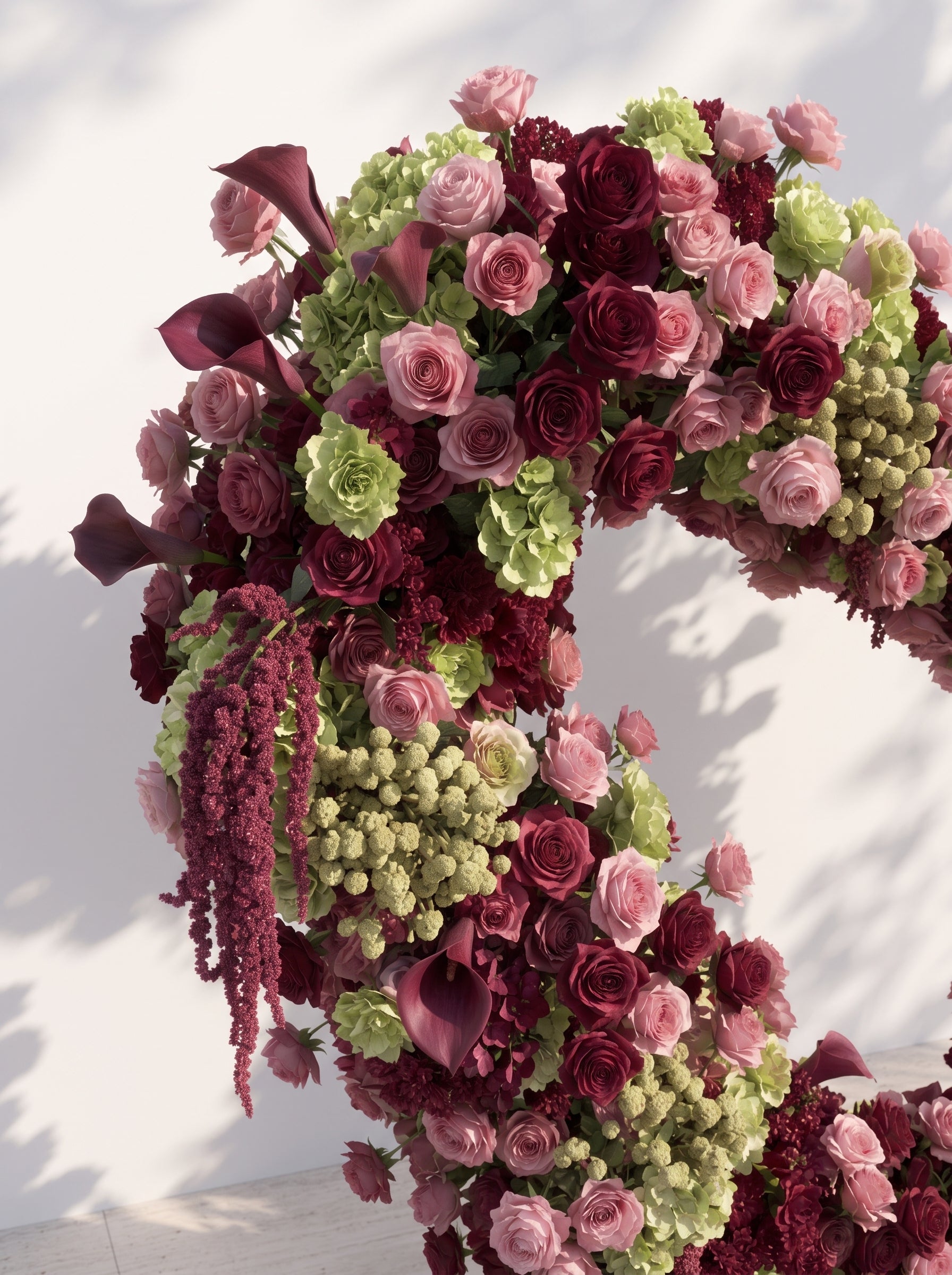 Valie:  Heart-Shaped Floral Arch for Elegant Garden Wedding &amp; Proposal Party — floral detail