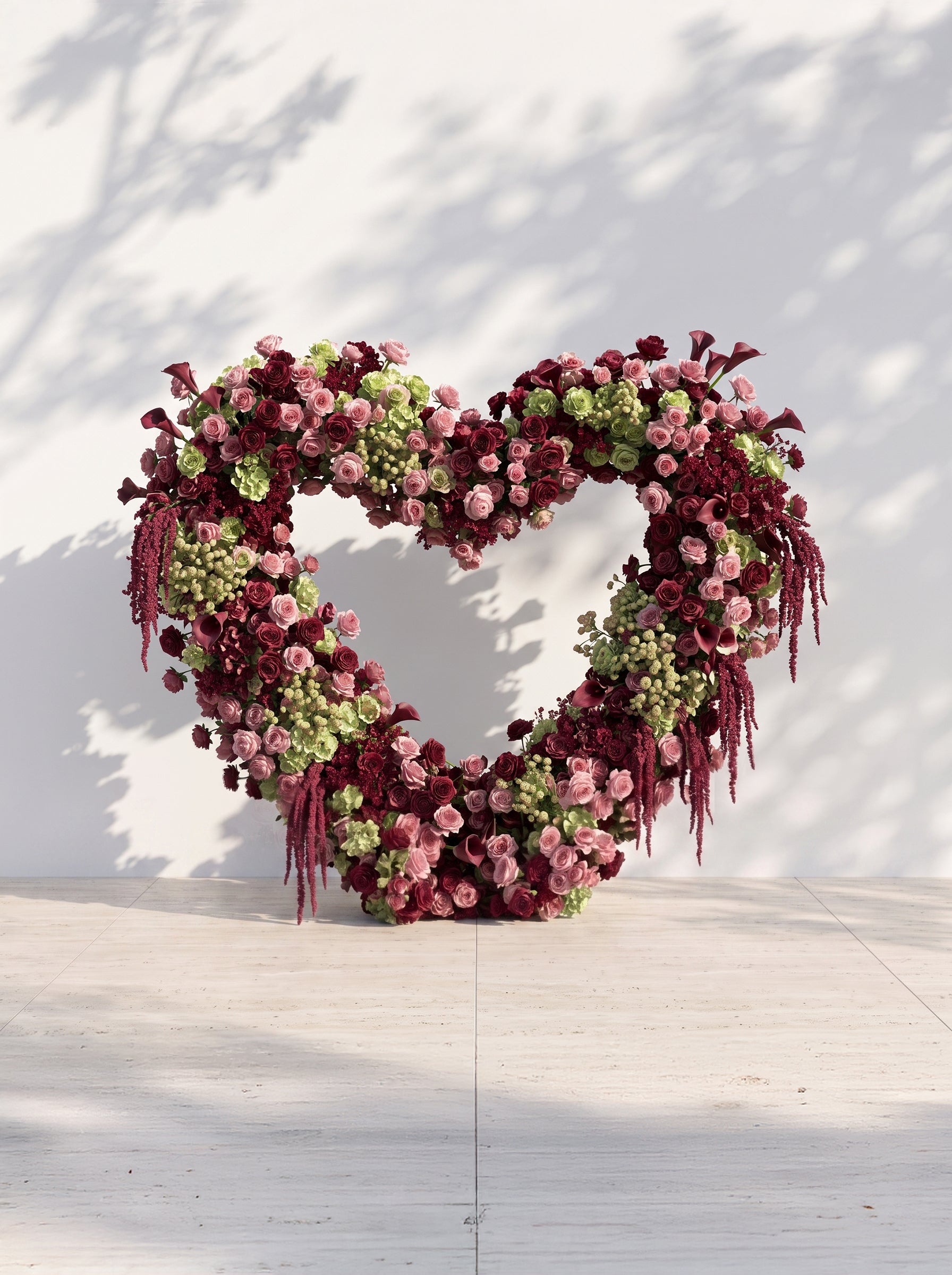 Valie:  Heart-Shaped Floral Arch for Elegant Garden Wedding &amp; Proposal Party — front view
