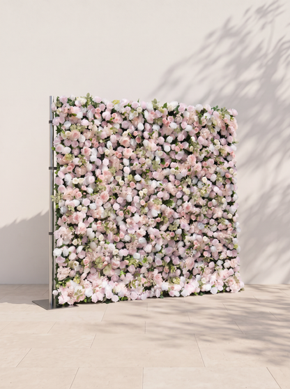 Valina 5D Fabric Artificial rolling up curtain flower wall — left view